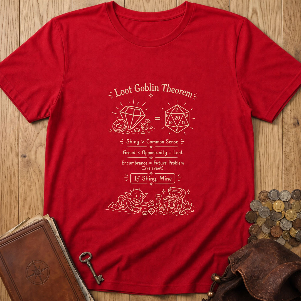 Loot Goblin Math D20 T‑Shirt in Red