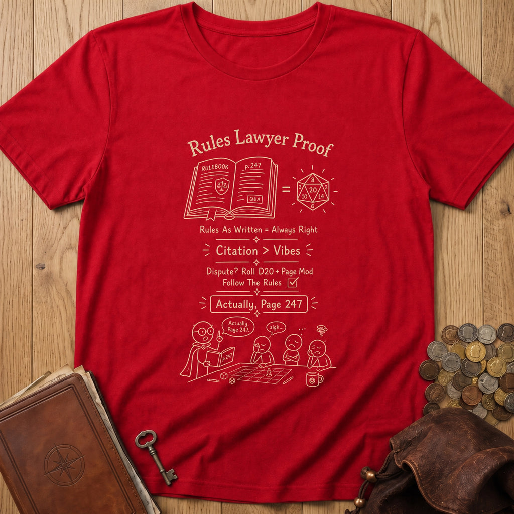 Rules Lawyer Proof T‑Shirt in Red