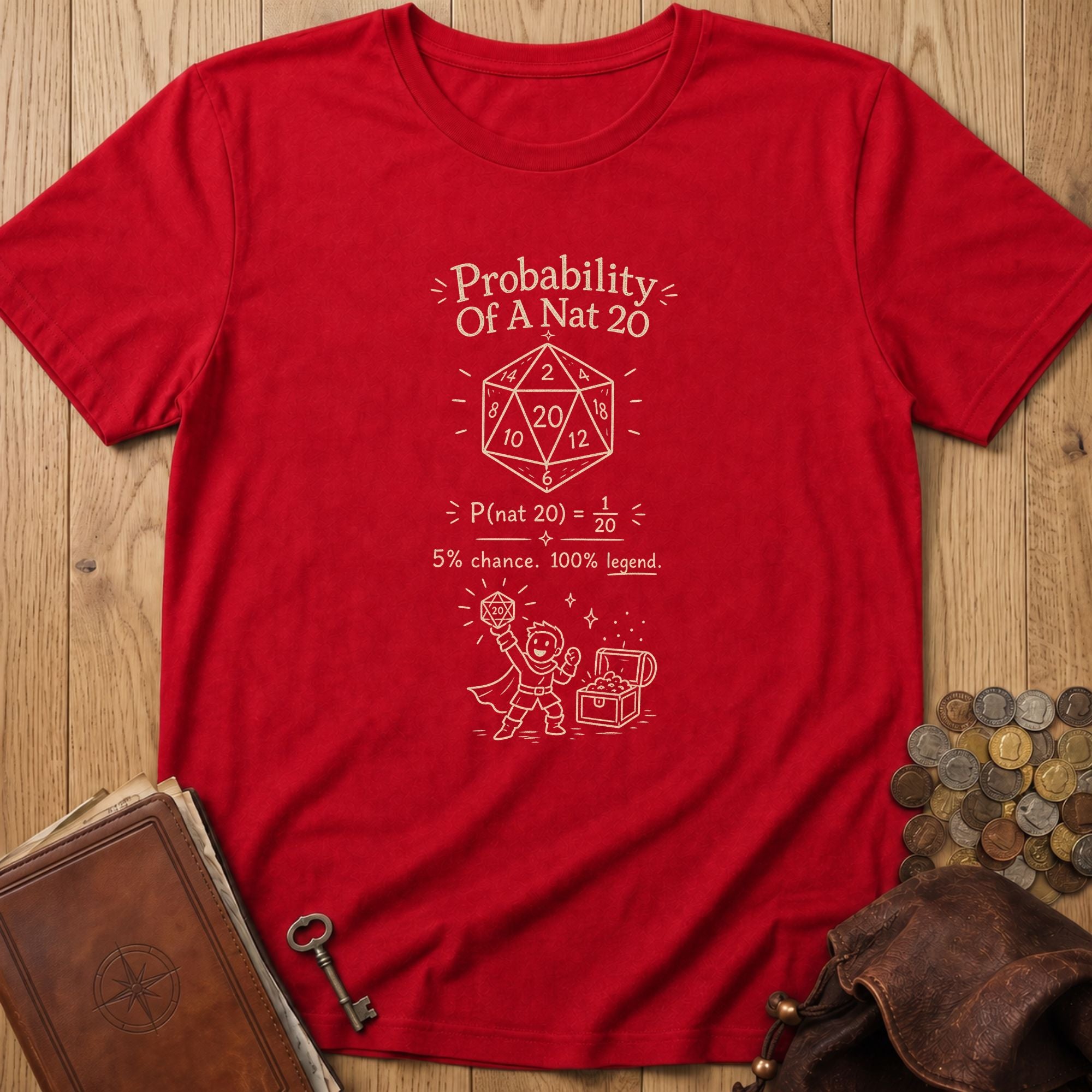 Nat 20 Probability T‑Shirt in Red