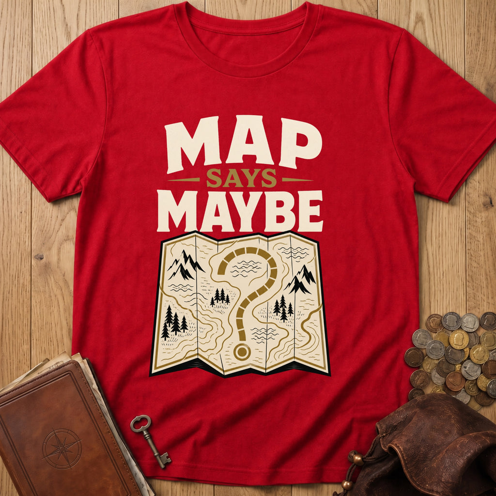 Map Says Maybe T‑Shirt in Red