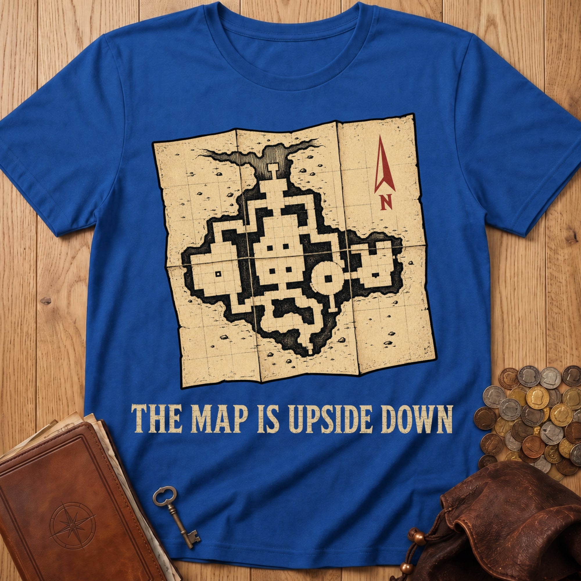 Upside Down Map T‑Shirt in Royal