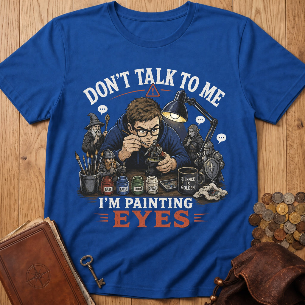 Dont talk -Painting Eyes Mode T‑Shirt in Royal