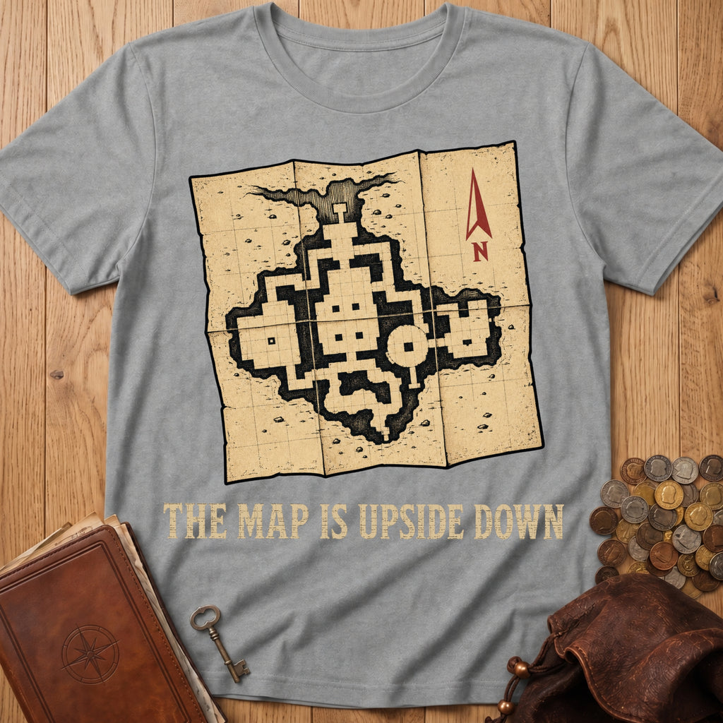 Upside Down Map T‑Shirt in Sport Grey