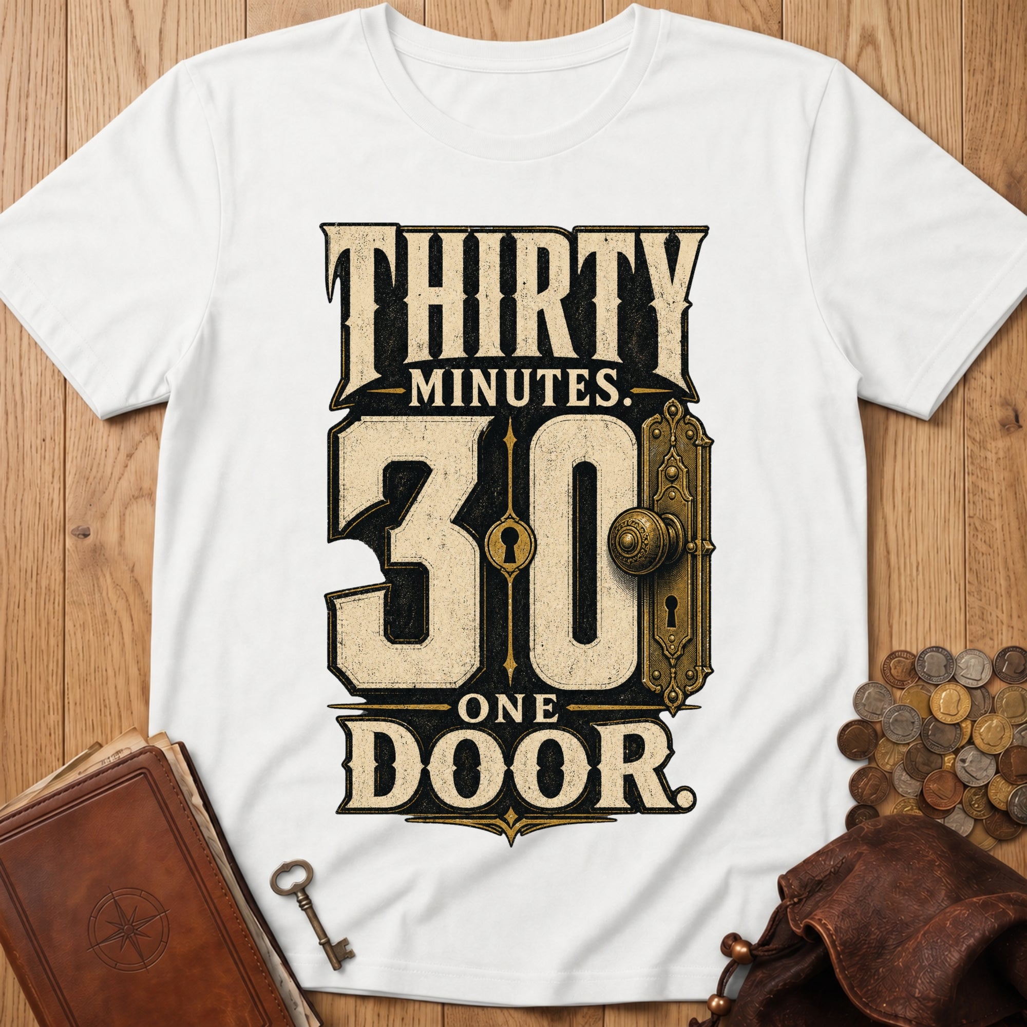 Thirty Minutes One Door T‑Shirt in White